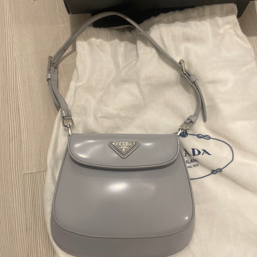 Prada Cleo Brushed Grey Leather